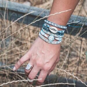 Freya Brawyn Miyuki Shell Bracelet Turquoise, Agate, Labradorite Healing Stones